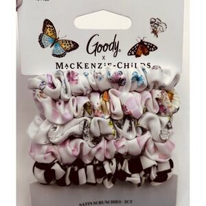Goody x MacKenzie-Childs Satin Scrunchies 5ct Courtly Check Floral Butterfly NEW